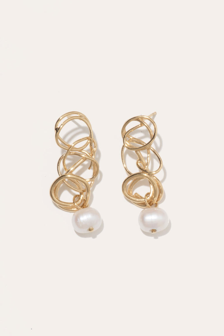 Tumble, Tumble II -  Freshwater Pearl and Gold Vermeil Earrings