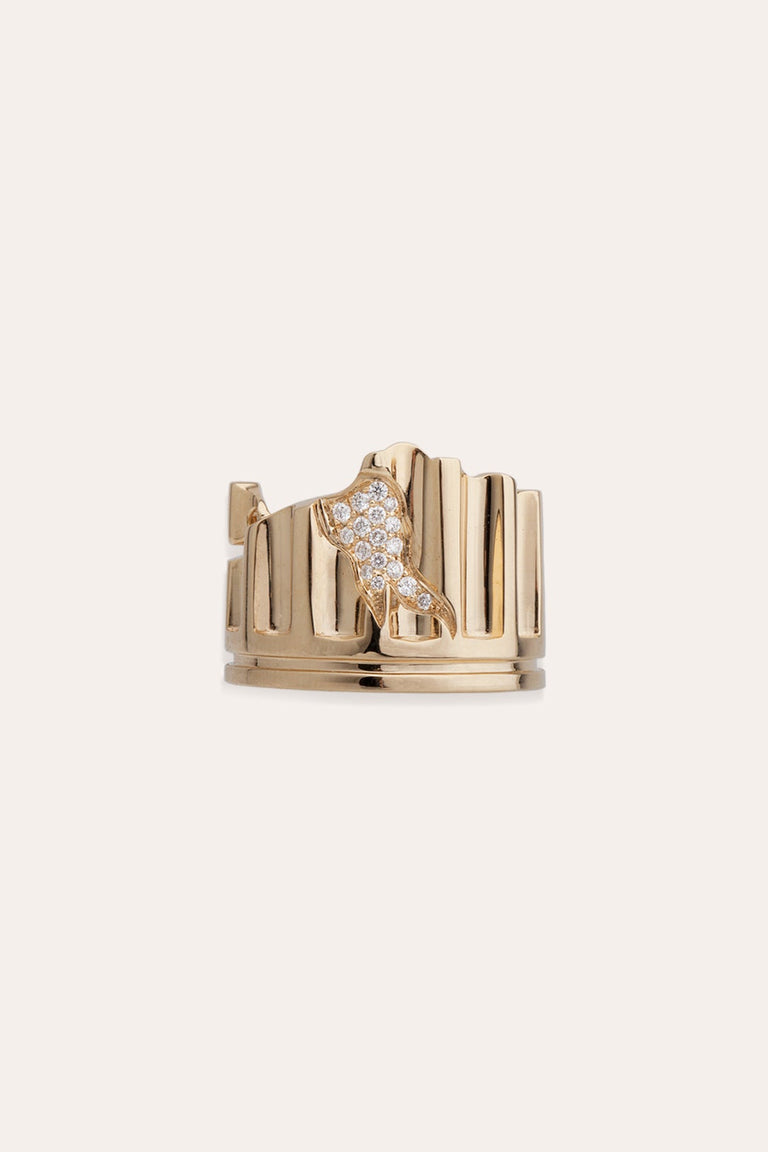Colonne - Bague en or jaune 18 carats et diamants de 0,136 carat
