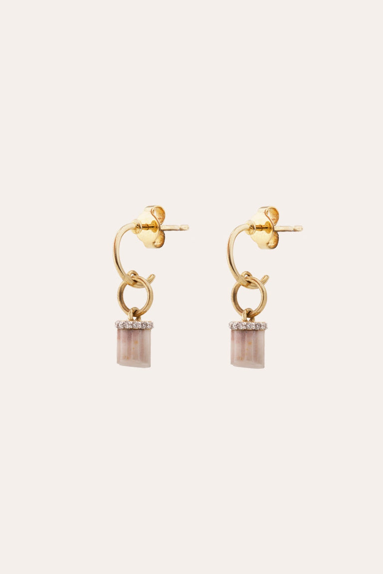La Tentation de Spinoza - Boucles d'oreilles en or jaune 18 carats, marbre et diamants