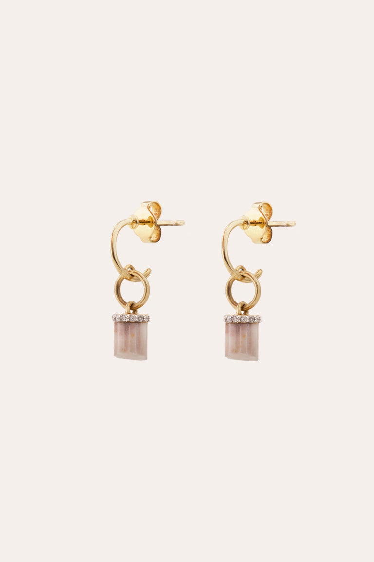 The Temptation of Spinoza - 18 Carat Yellow Gold, Marble and Diamond Earrings