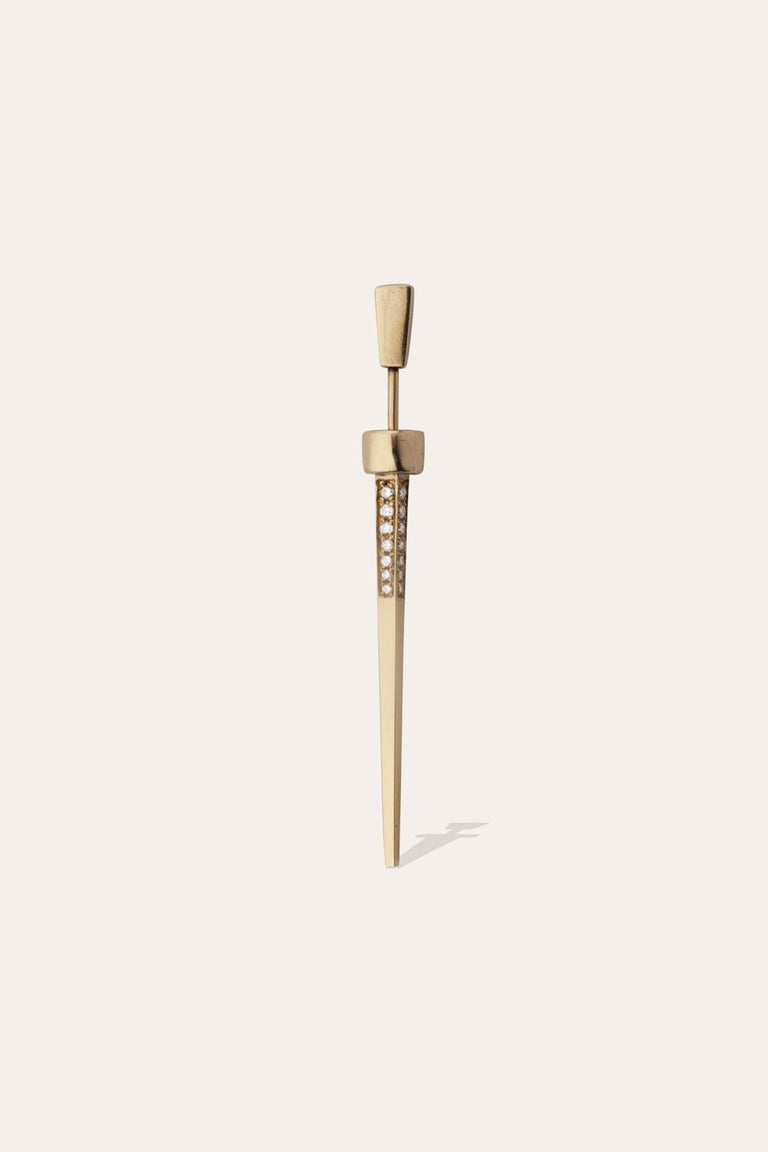 Une dispute avec mon dentiste - Boucle d'oreille solitaire en or jaune et diamants