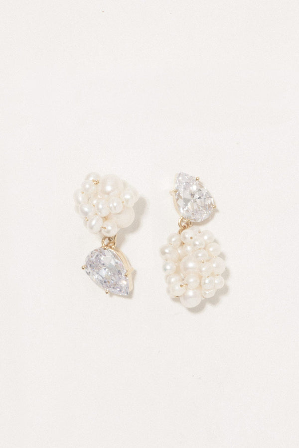 Paradis Sombre - Boucles d'oreilles en Vermeil d'Or, Perles et Zirconia