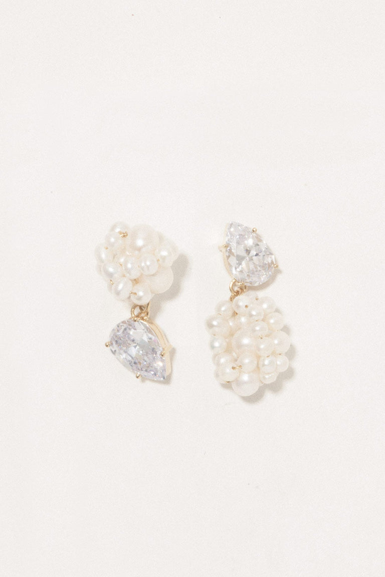 Paradis Sombre - Boucles d'oreilles en Vermeil d'Or, Perles et Zirconia