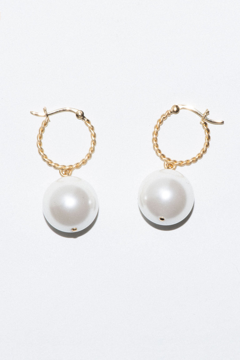 Granny Smith -  Shell Pearl and Recycled Gold Vermeil Earrings