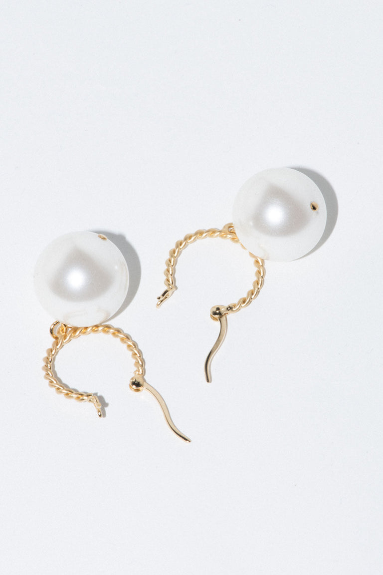 Granny Smith -  Shell Pearl and Gold Vermeil Earrings