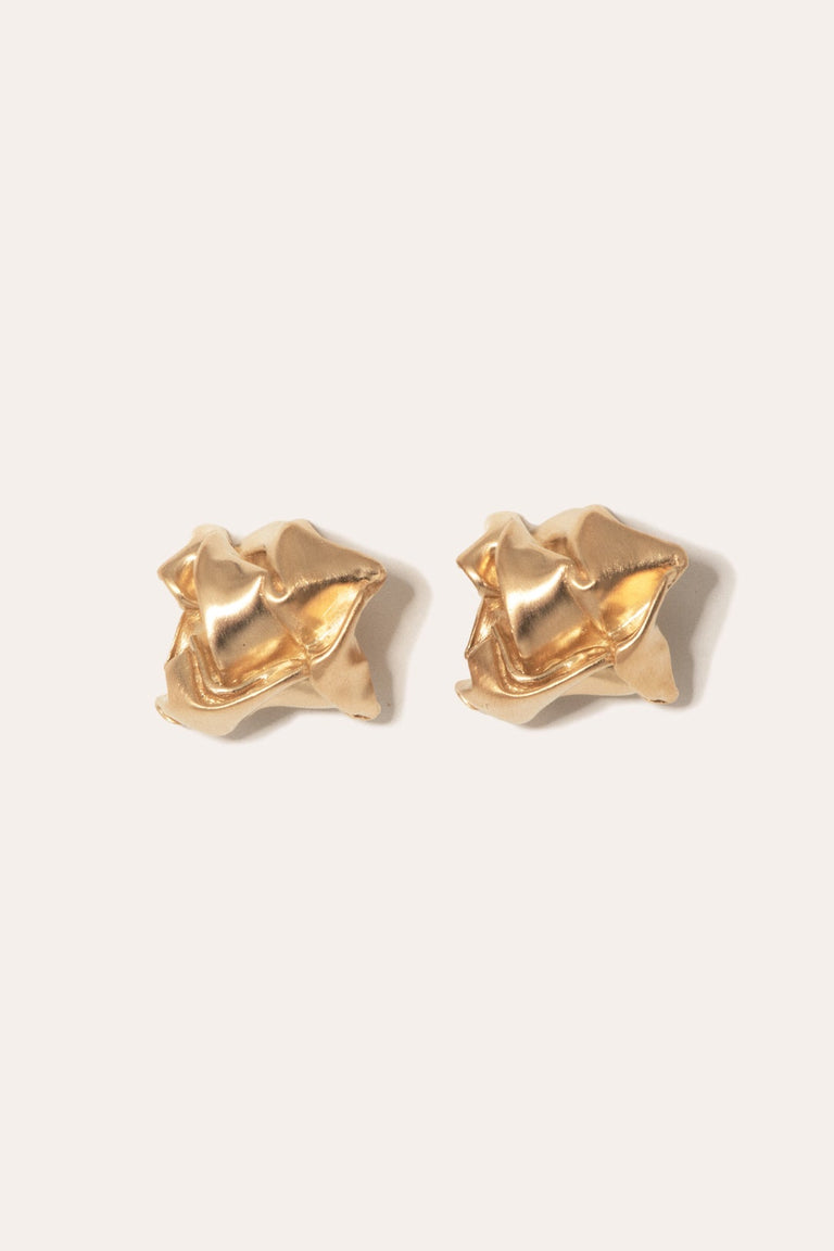 Crunched: A Tale of Abandoned Legal Strategies - Gold Vermeil Earrings