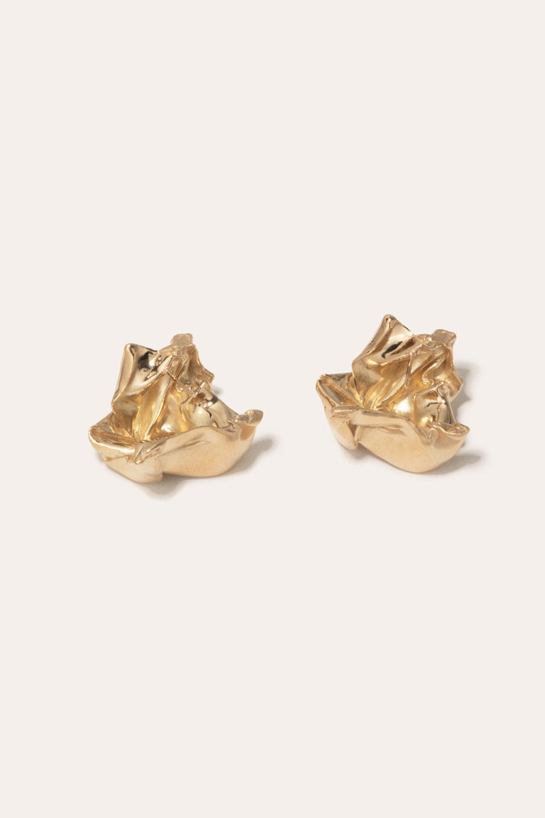 Crunched: A Tale of Abandoned Legal Strategies - Gold Vermeil Earrings
