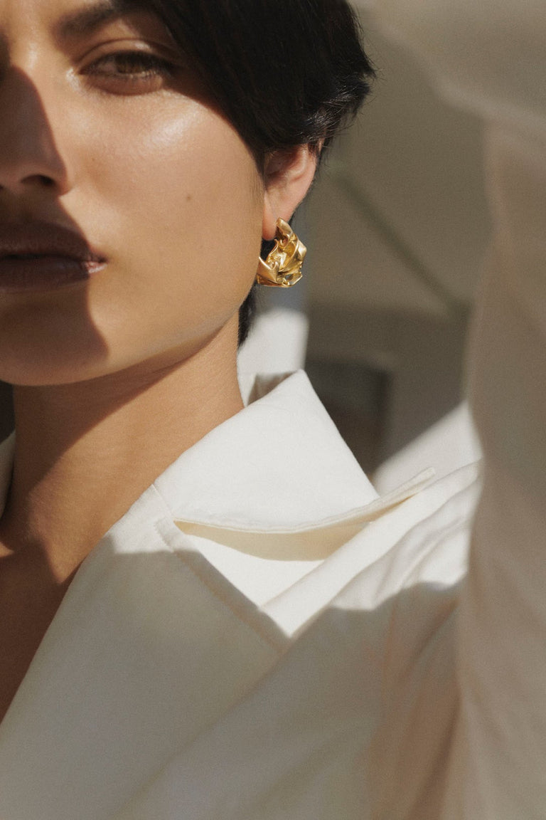 Crunched: A Tale of Abandoned Legal Strategies - Gold Vermeil Earrings