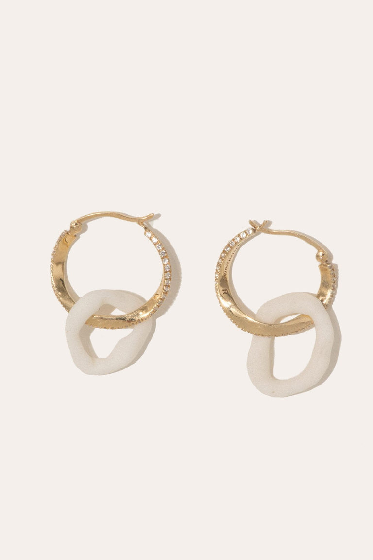Flawed Logic - White Topaz and Ceramic Gold Vermeil Earrings