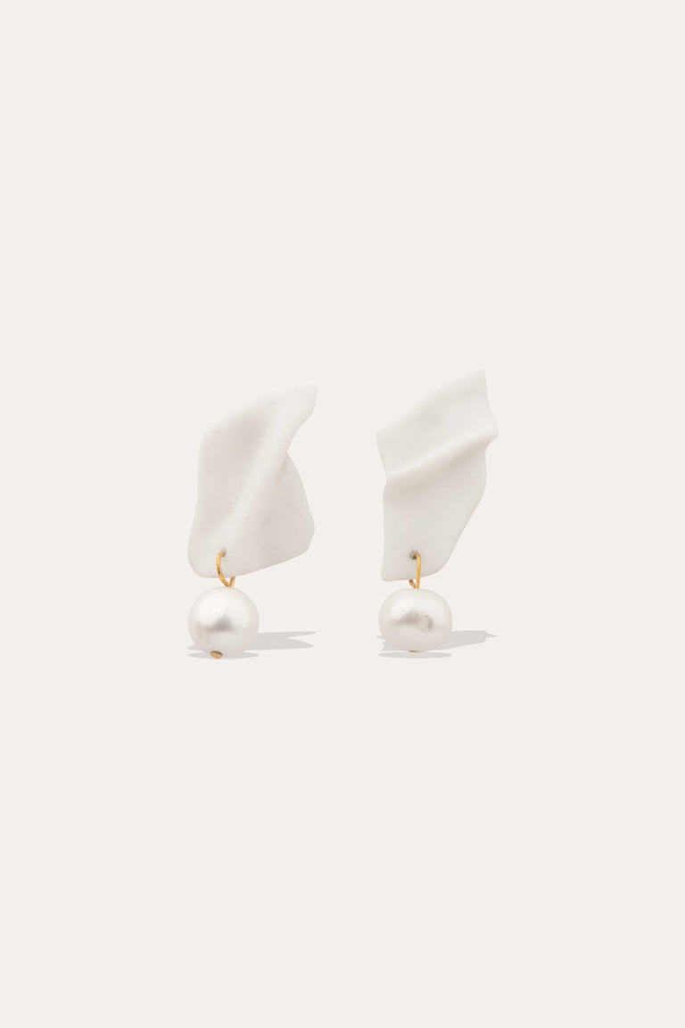 Laws of Conservation of Mass - Ceramic and Pearl Earrings