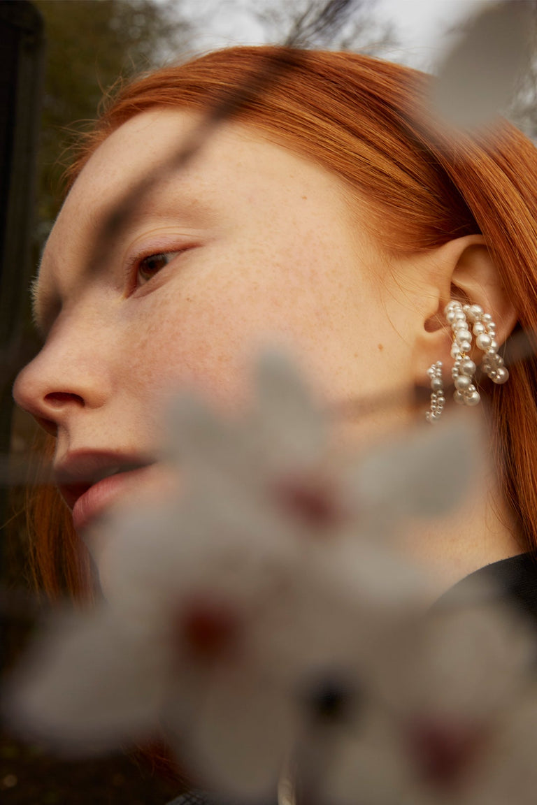 Stratus - Boucles d'oreilles perle et vermeil