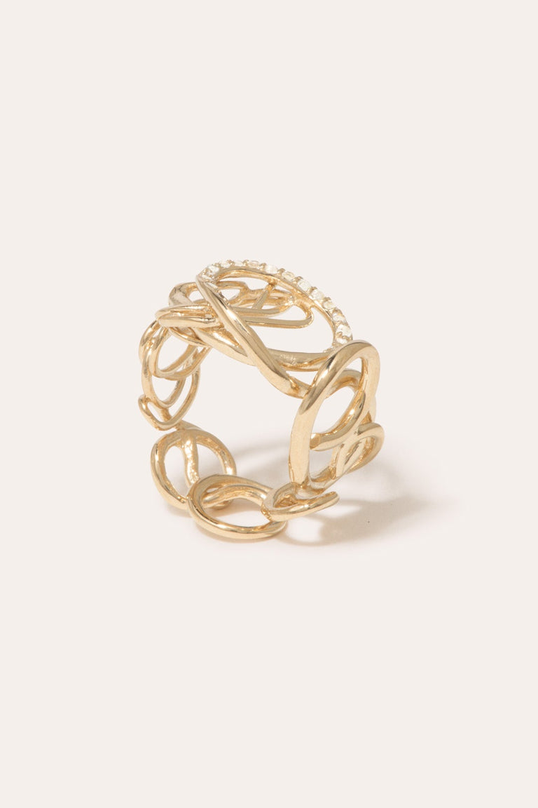 Traces - White Topaz and Gold Vermeil Ring