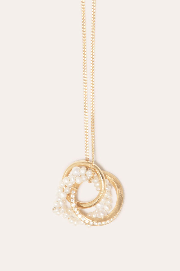 Les échos d'un temps de solitude - Pendentif vermeil or perle et topaze blanche