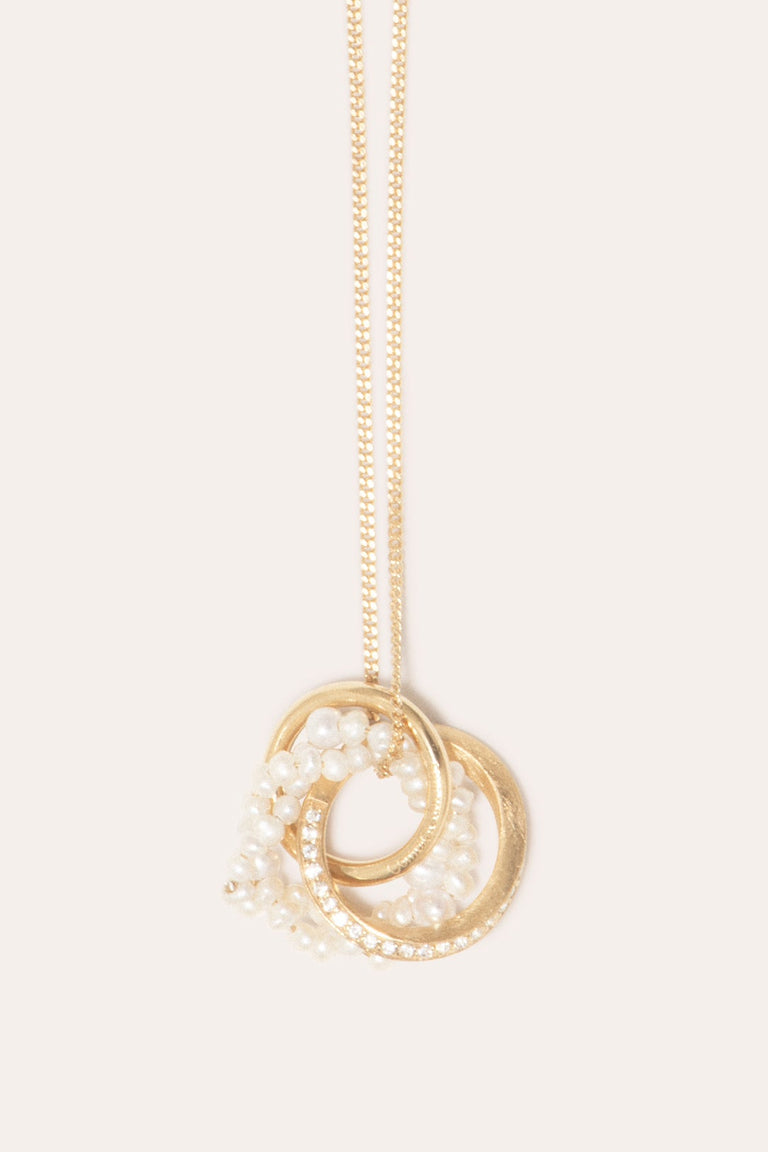 The Echoes of a Time of Solitude - Pearl and White Topaz Gold Vermeil Pendant