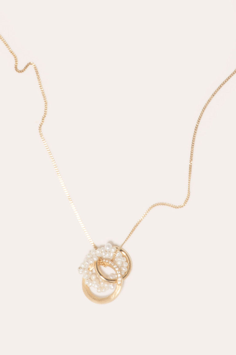 The Echoes of a Time of Solitude - Pearl and White Topaz Recycled Gold Vermeil Pendant