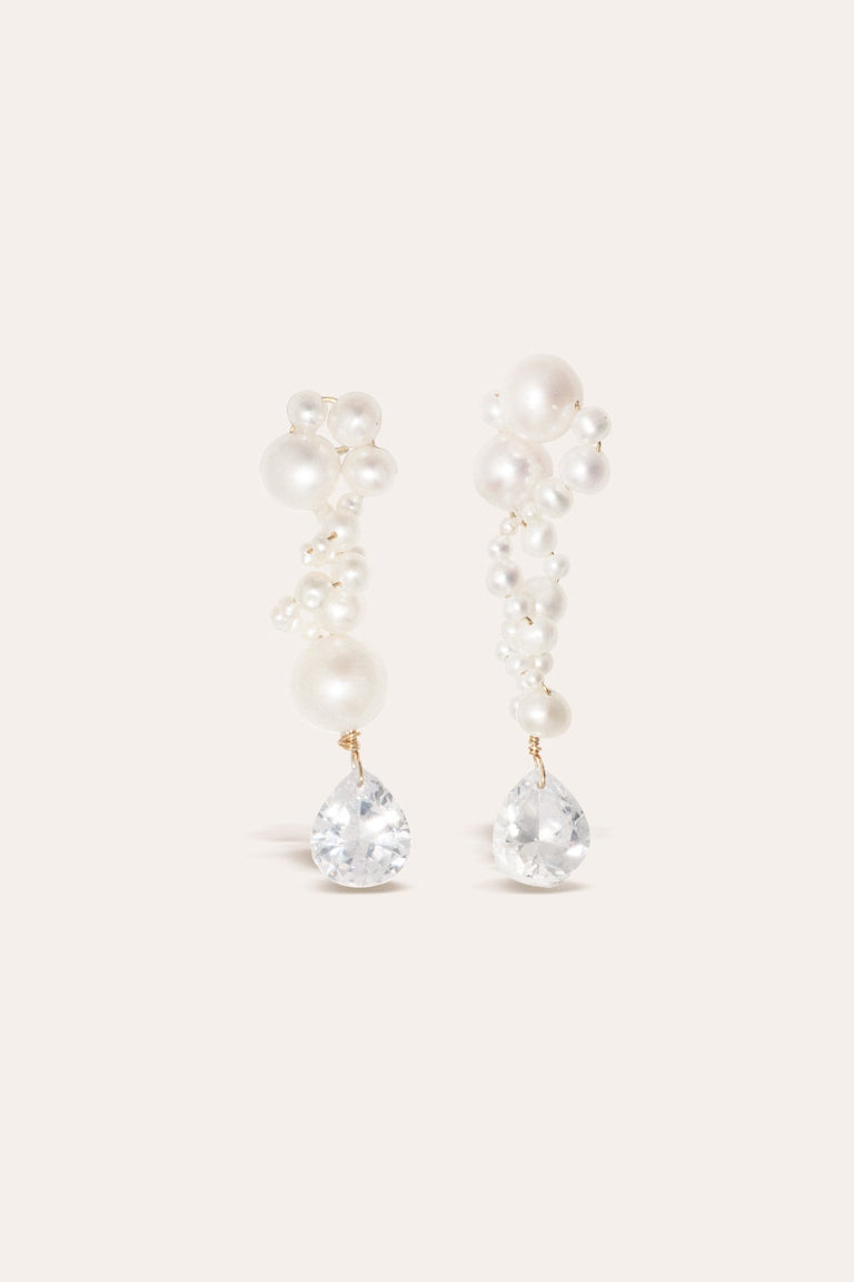 Past in a Future Tense - Pearl and Zirconia Recycled Gold Vermeil Earrings