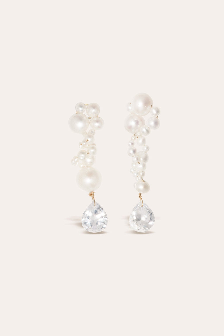 Past in a Future Tense - Pearl and Zirconia Gold Vermeil Earrings