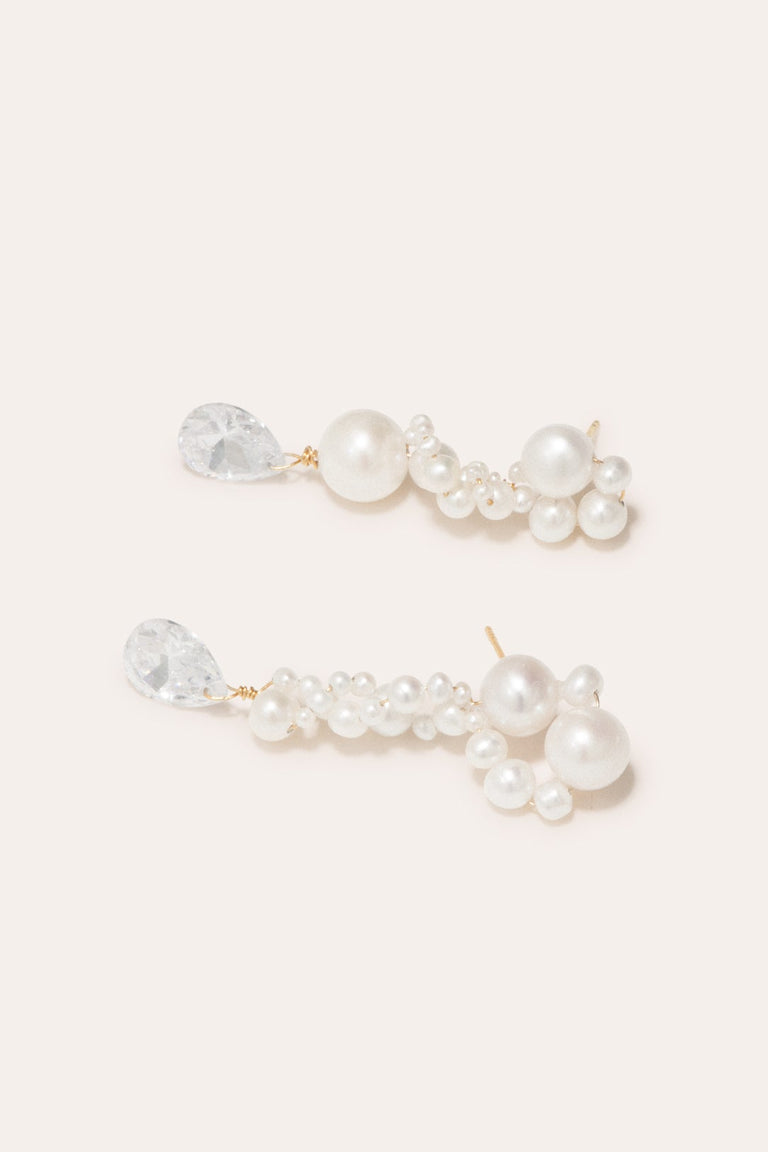 Past in a Future Tense - Pearl and Zirconia Recycled Gold Vermeil Earrings