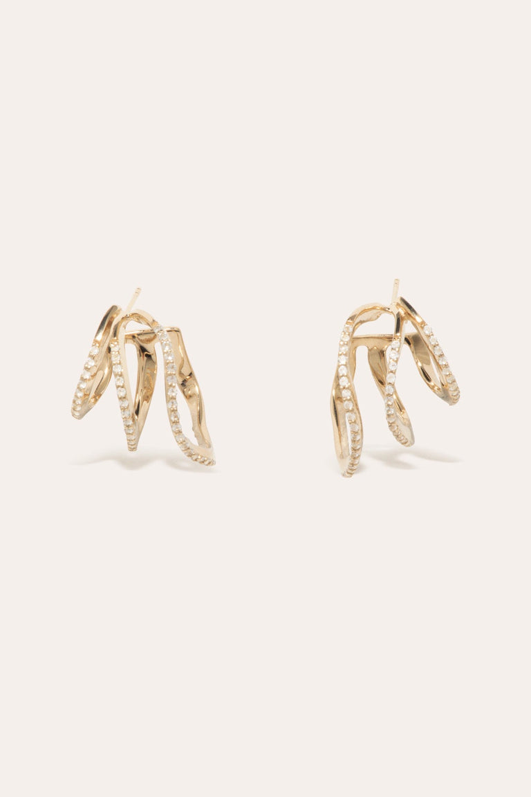 Riot. Strike. Riot. - White Topaz and Gold Vermeil Earrings