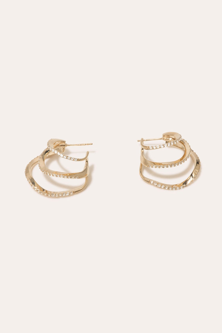 Riot. Strike. Riot. - White Topaz and Gold Vermeil Earrings