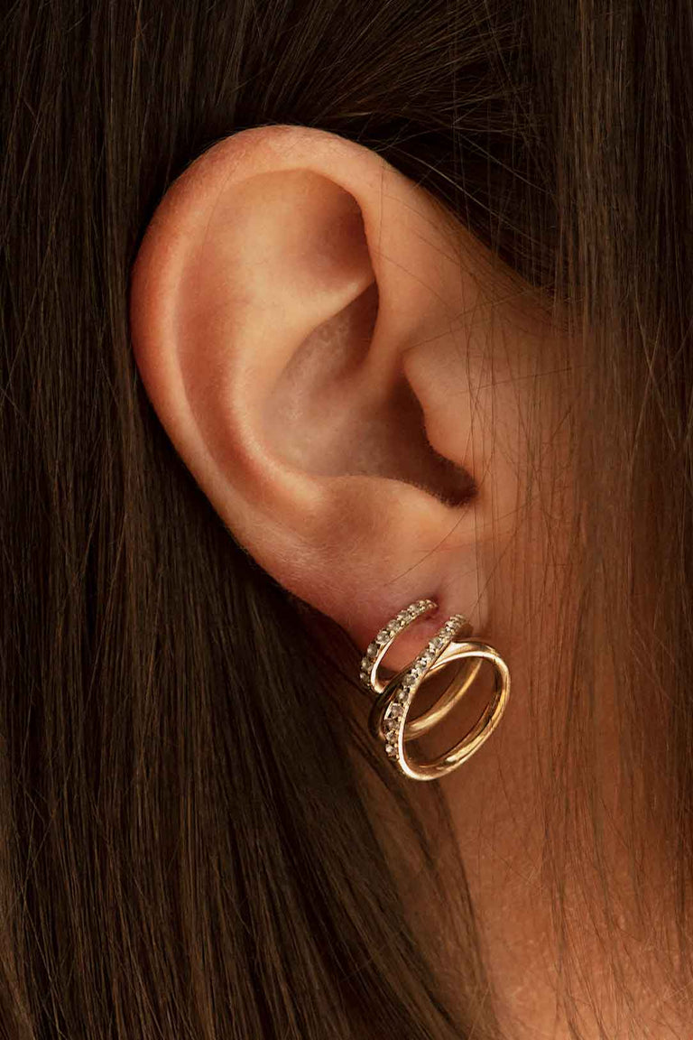 Flow - Boucles d'oreilles topaze blanche et vermeil recyclé