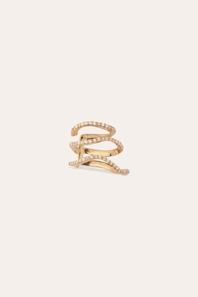 Émeute. Grève. Émeute. - Earcuff en topaze blanche et vermeil