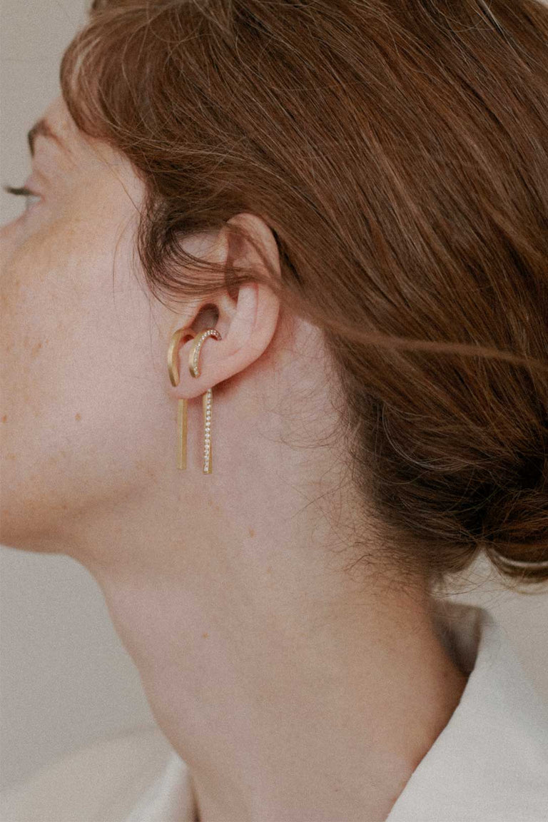 Present Absence - White Topaz and Gold Vermeil Ear Climber