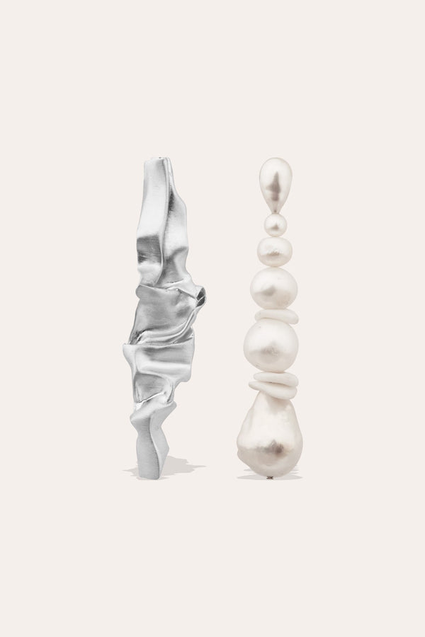 Boucles d'oreilles en argent sterling perle et céramique Crumple