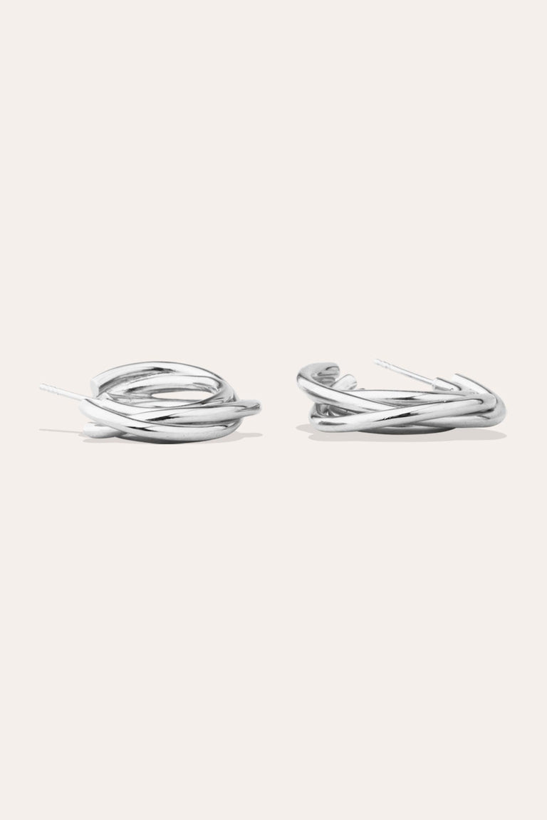 Rencontre - Boucles d'oreilles plaquées platine