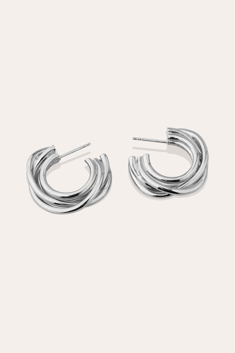 Rencontre - Boucles d'oreilles plaquées platine