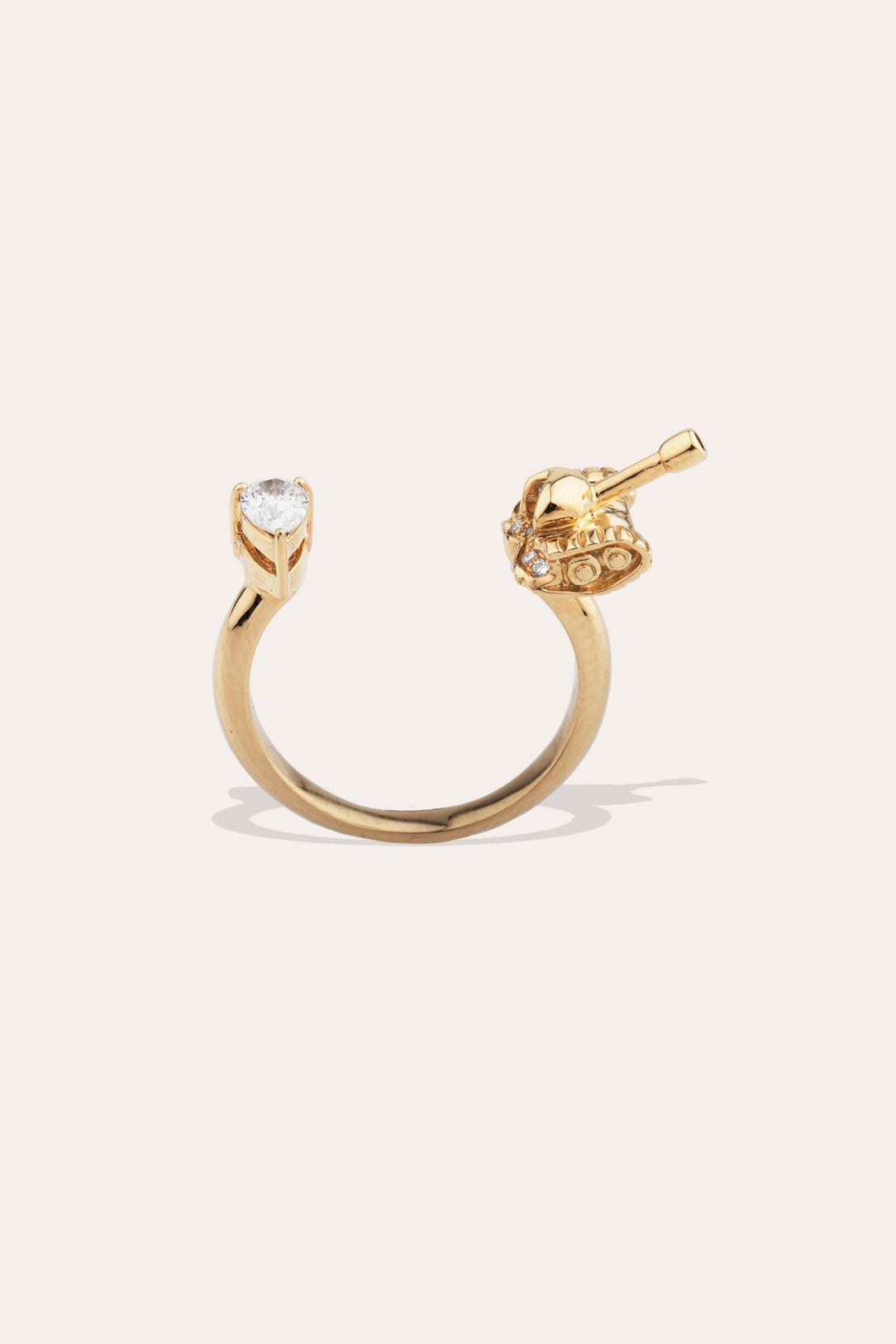 Hollowed Out Tank Yellow Gold Diamond Ring