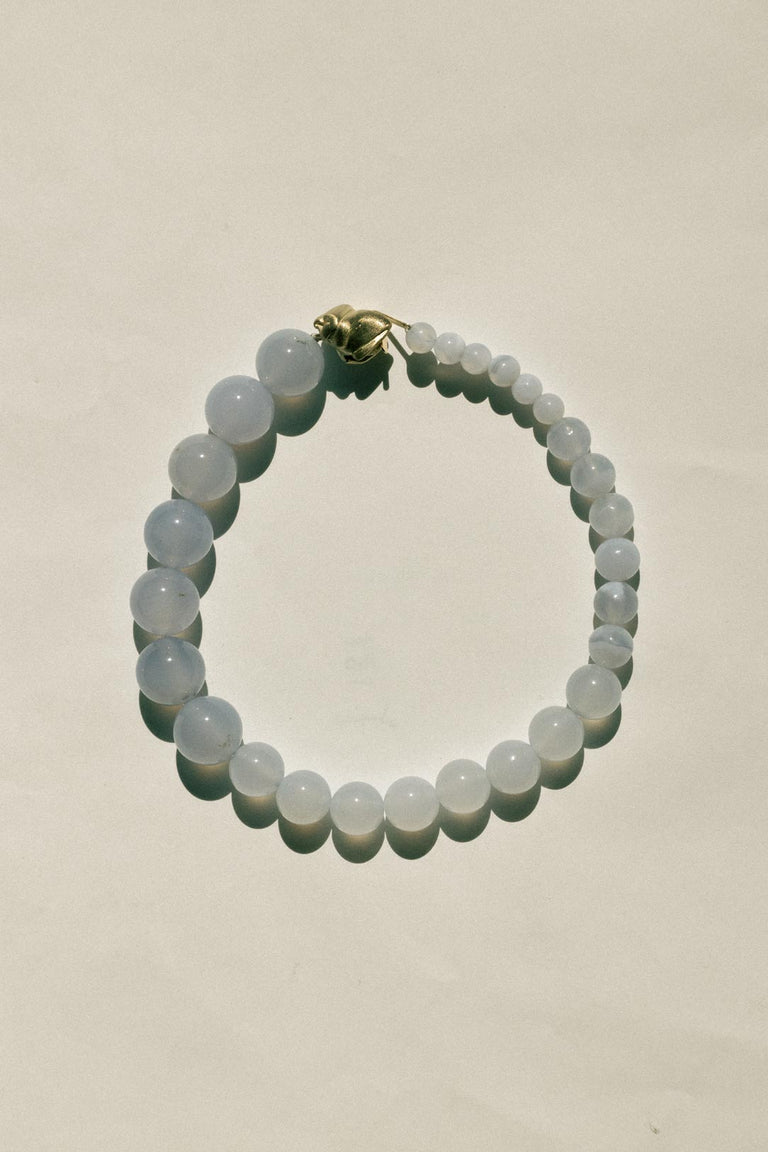 Tidelands - Bracelet en agate dentelle bleue et vermeil