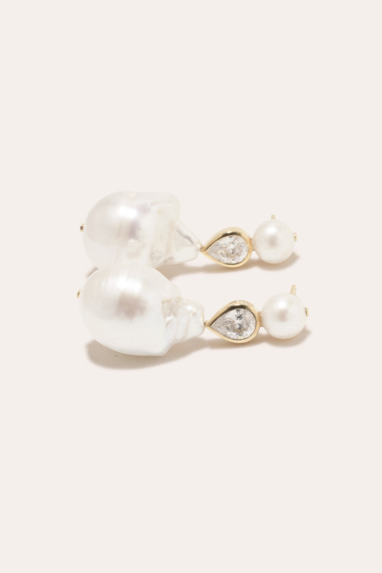 Pulp - Pearl and Zirconia Gold Vermeil Earrings