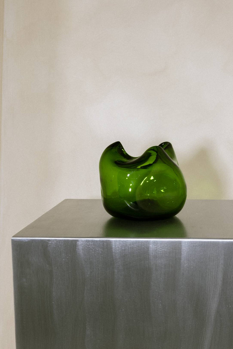Green Glass Round Vase – The Den & Now
