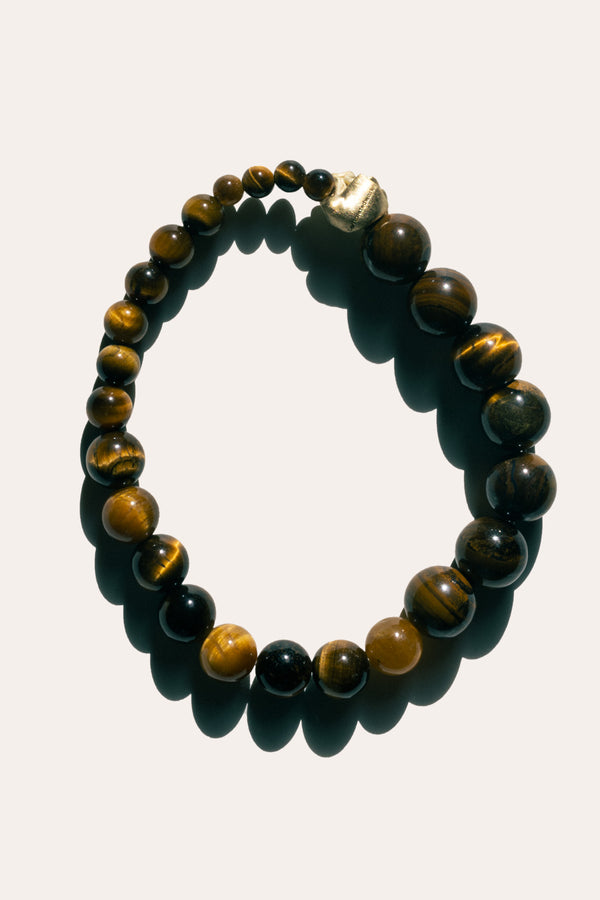 Tidelands - Bracelet œil de tigre et vermeil en or recyclé