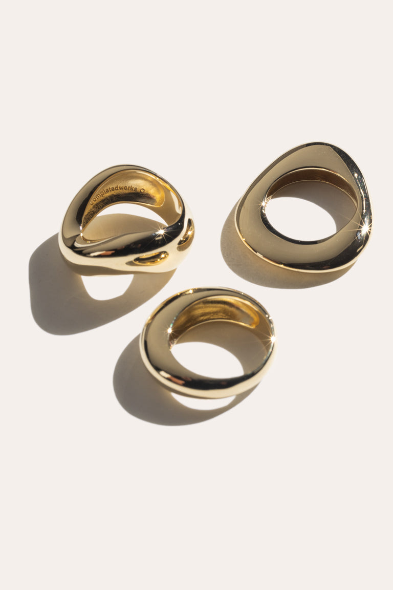 Post‐Capital - Set of 3 Gold Plated Stacking Rings