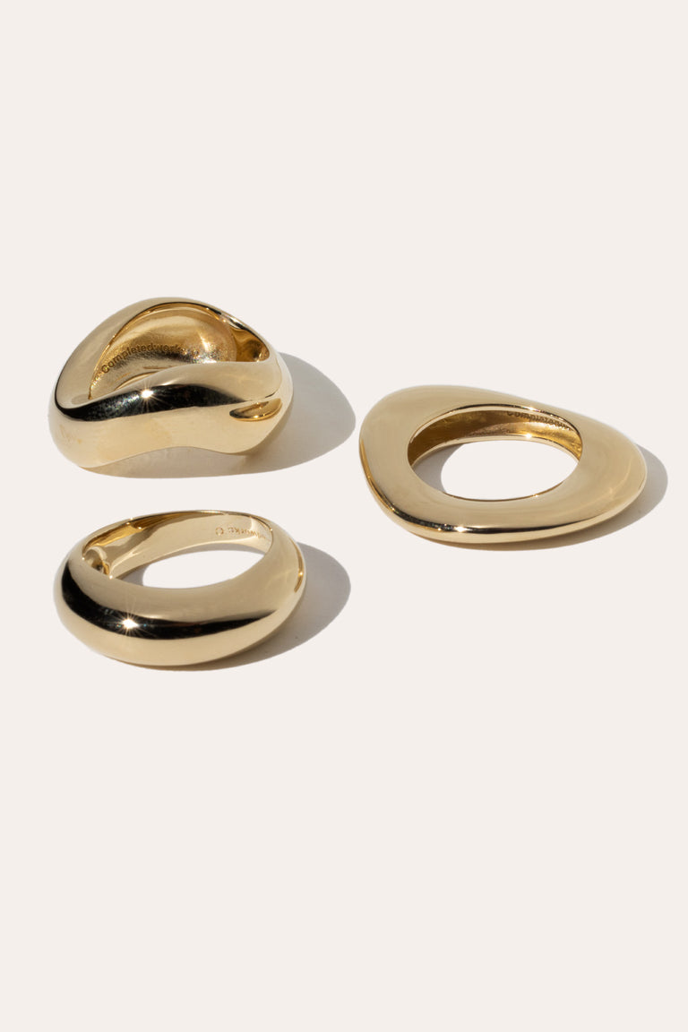 Post‐Capital - Set of 3 Gold Plated Stacking Rings