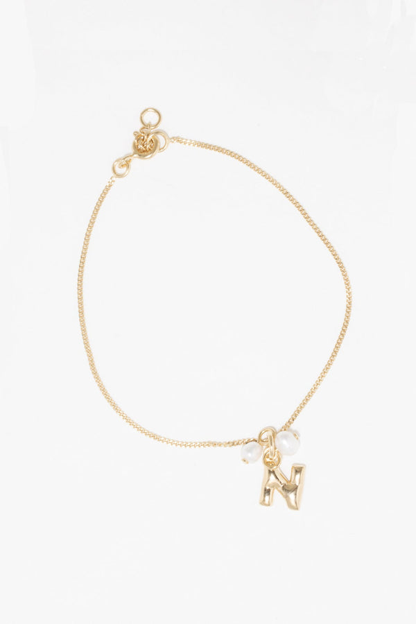 Bracelet Classicworks™ N en vermeil et perles