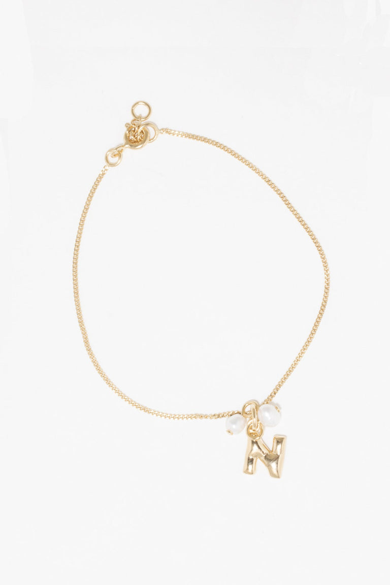 Bracelet Classicworks™ N en vermeil et perles