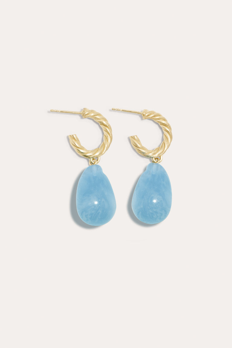 Husband Number Six? - Blue Bio Resin and Gold Vermeil Earrings
