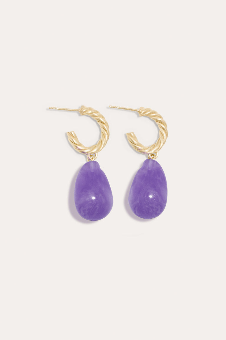 Husband Number Six? - Lilac Bio Resin and Gold Vermeil Earrings