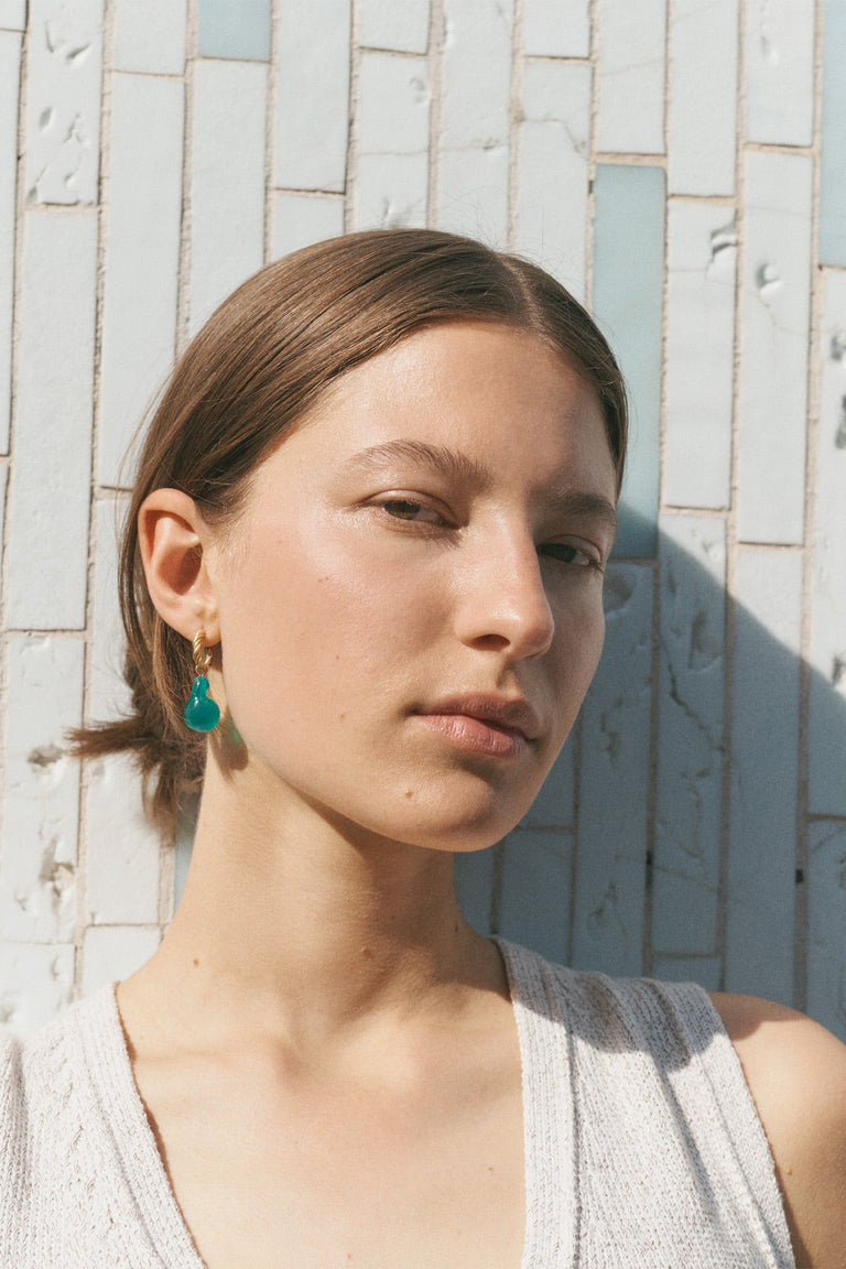 Le sixième mari ? - Boucles d'oreilles en résine bio verte et vermeil