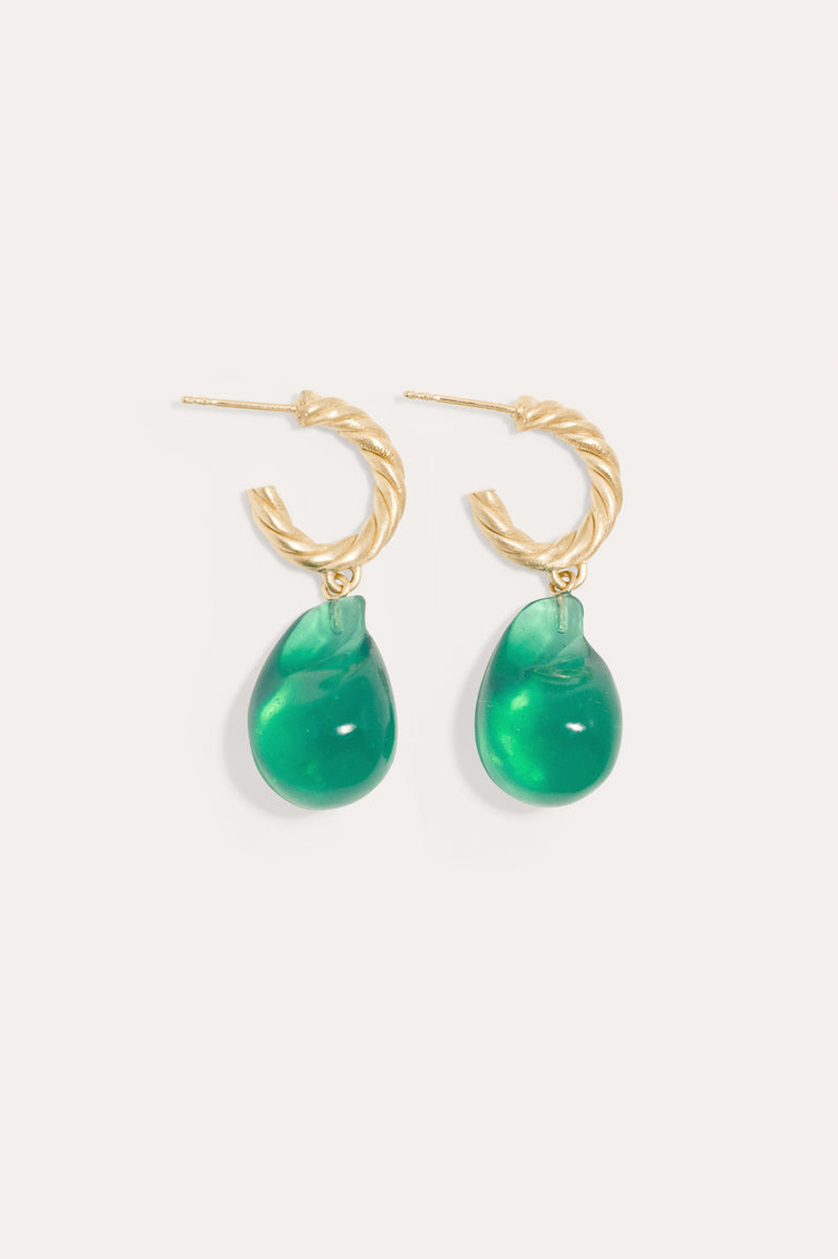 Le sixième mari ? - Boucles d'oreilles en résine bio verte et vermeil