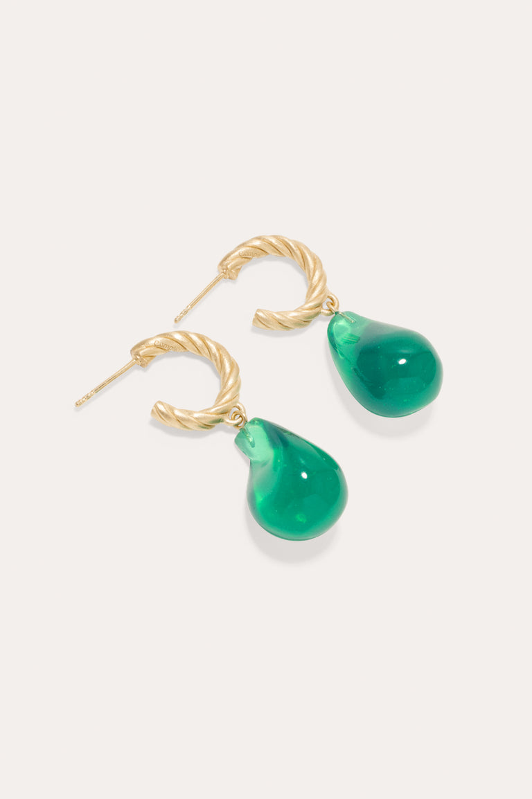 Le sixième mari ? - Boucles d'oreilles en résine bio verte et vermeil