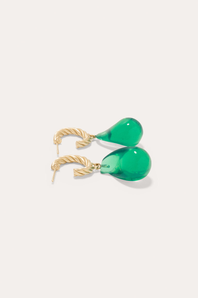 Le sixième mari ? - Boucles d'oreilles en résine bio verte et vermeil