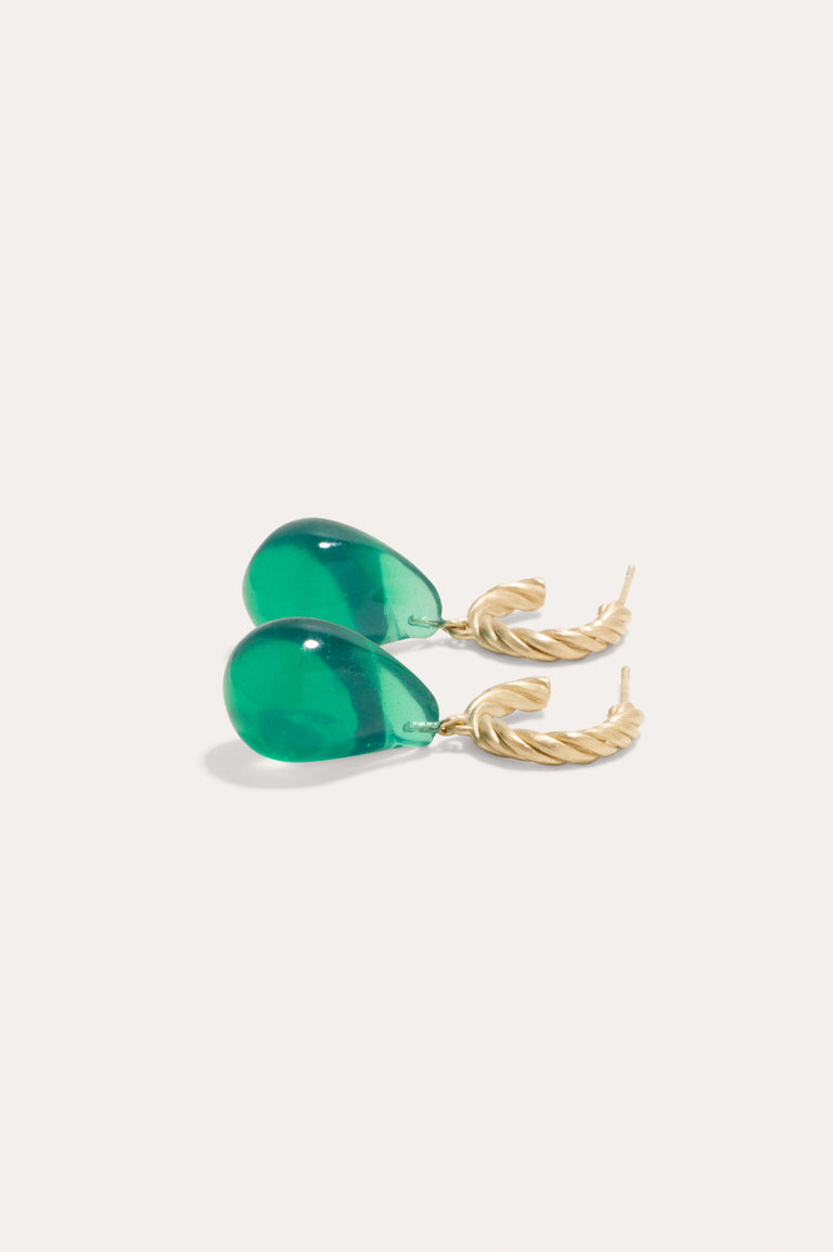 Le sixième mari ? - Boucles d'oreilles en résine bio verte et vermeil