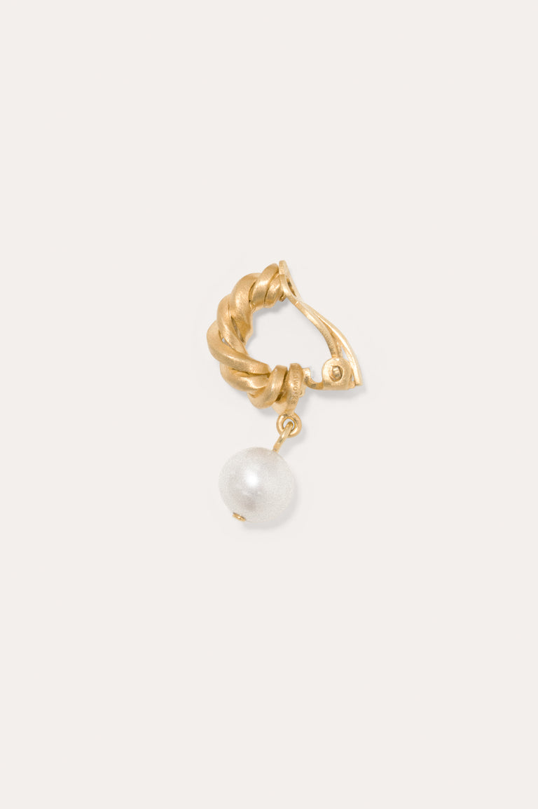 High Noon - Pearl and Gold Vermeil Single Earring with Clip