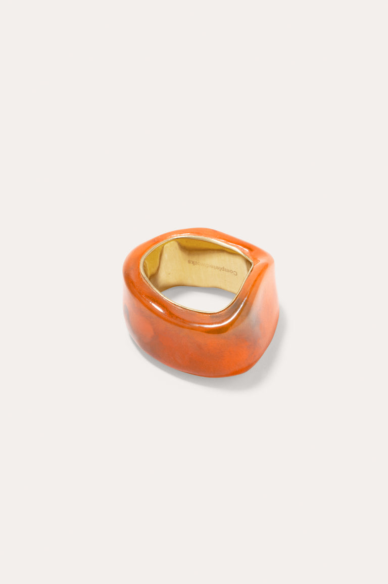Un cercle vertueux ? - Bague Signet en Résine Bio Orange et Vermeil