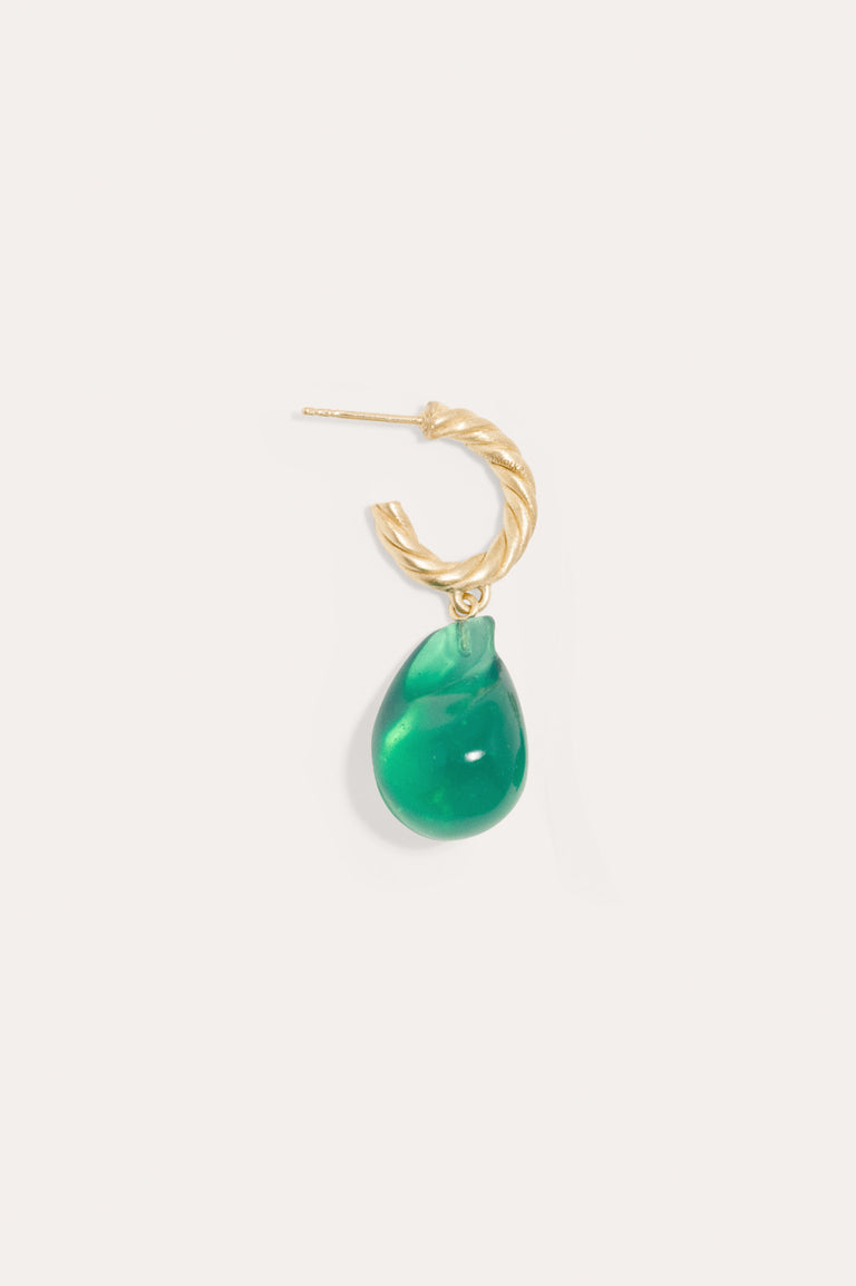 Husband Number Six? - Green Bio Resin and Gold Vermeil Single Earring