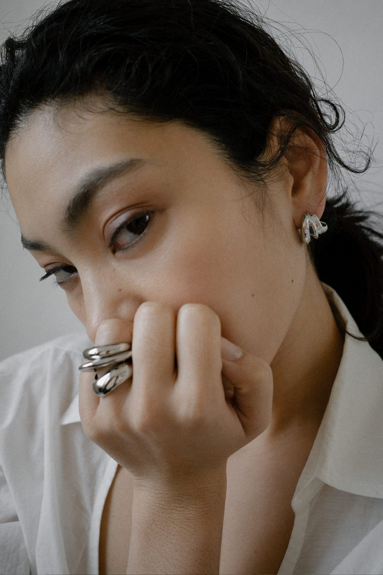 Post‐Capital - Set of 3 Platinum Plated Stacking Rings